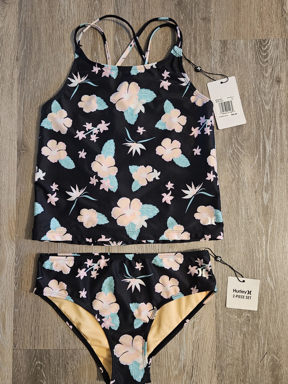 Hurley Black Floral Tankini Set
